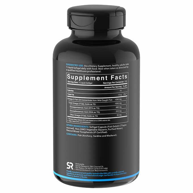 Triple Strength Omega 3 Fish Oil 1250 mg 150 ct H230