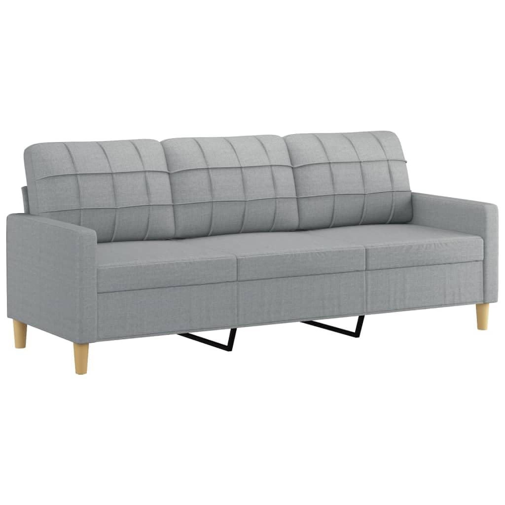 Light Gray 3-Seater Fabric Sofa with Footstool D793