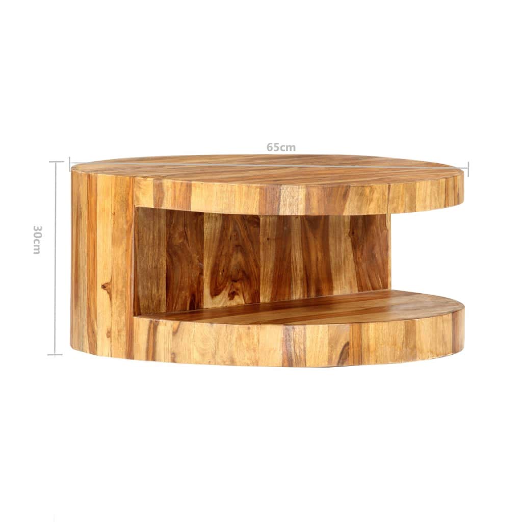 Solid Sheesham Wood Round Coffee Table with Storage Shelf G8422