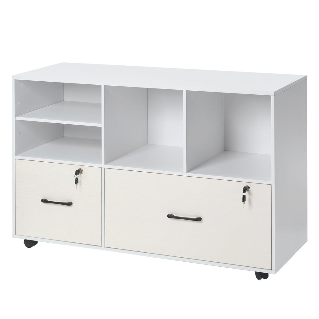 White 2 Drawer Wooden Lockable Mobile File Cabinet T606112