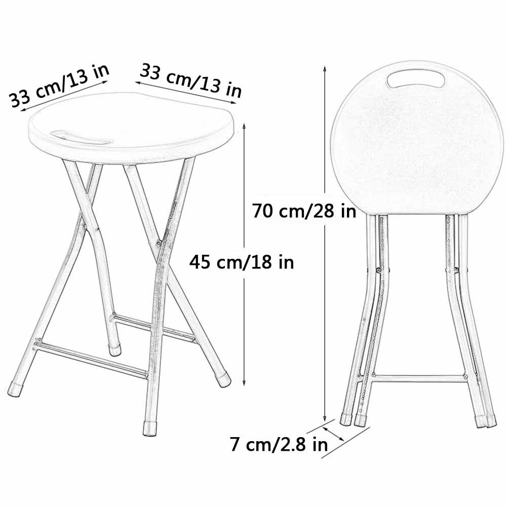 Folding Stool with Handle, 18 Inch Portable Chair, 220 lb Capacity, Black M181