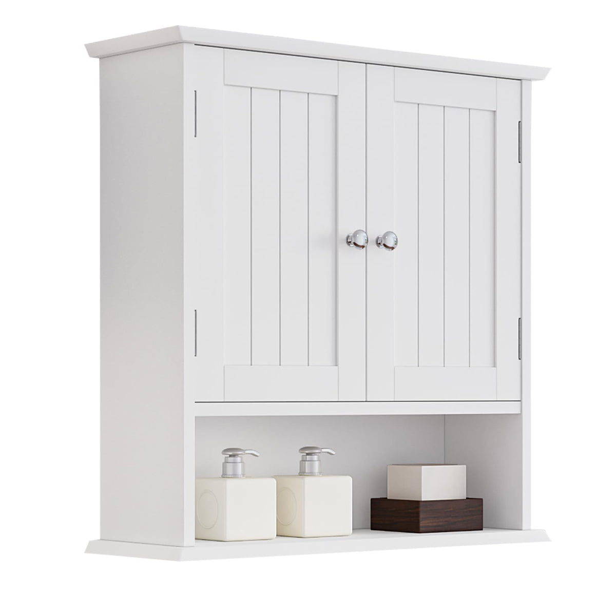 Wall Mount Bathroom Cabinet with 2 Doors and Open Shelf A71976