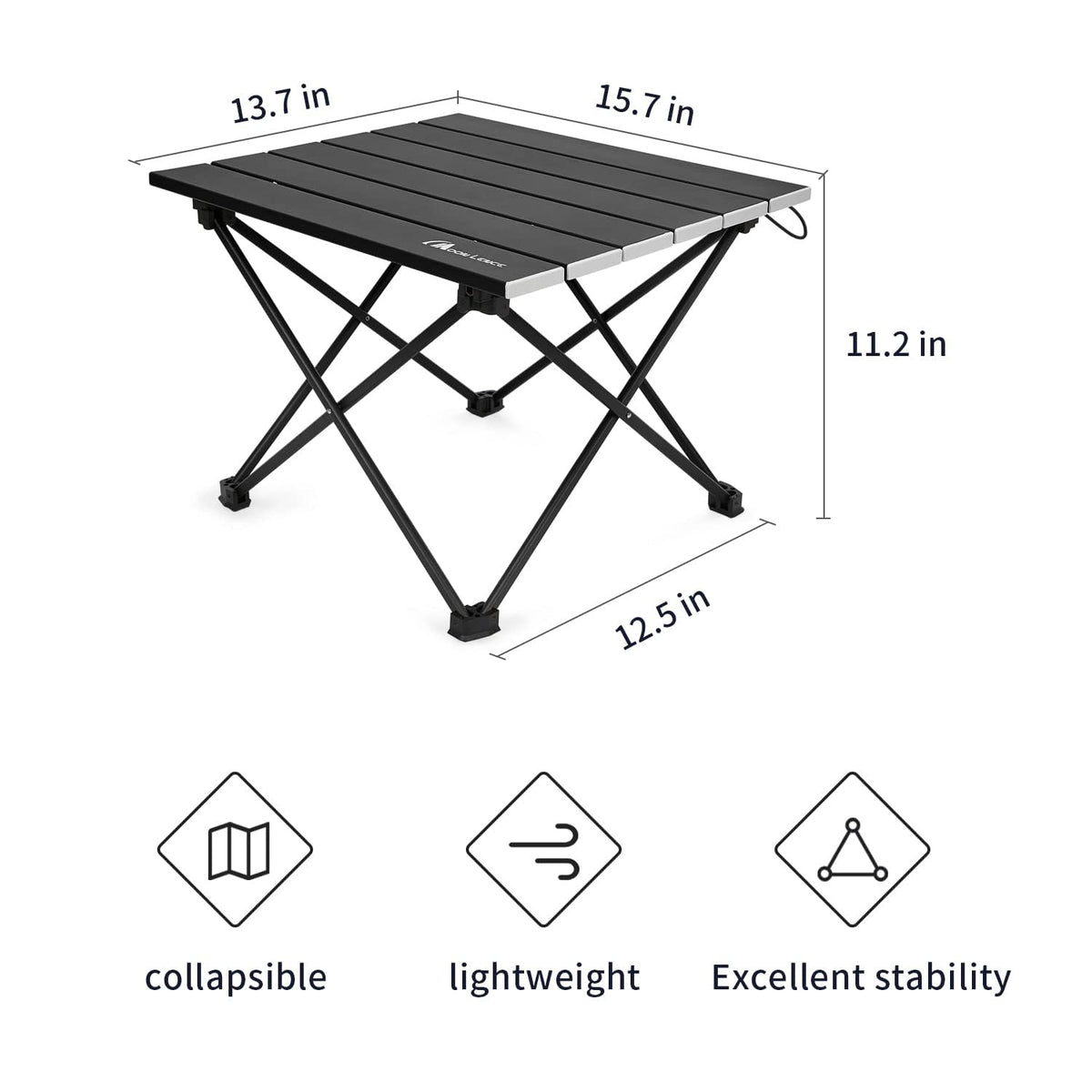 Ultralight Folding Camping Table with Carry Bag Black D216