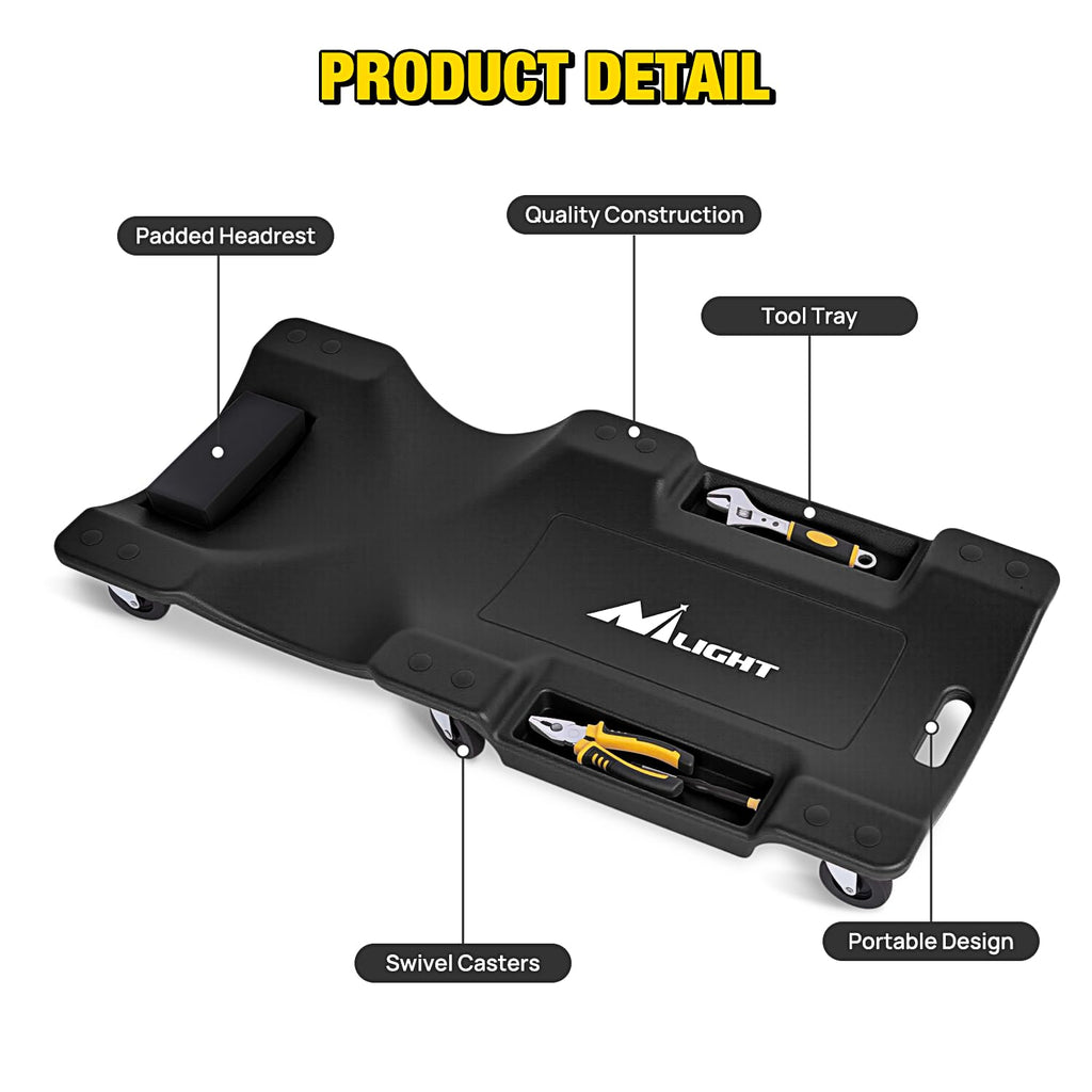 40" Mechanic Plastic Creeper with Padded Headrest Y879