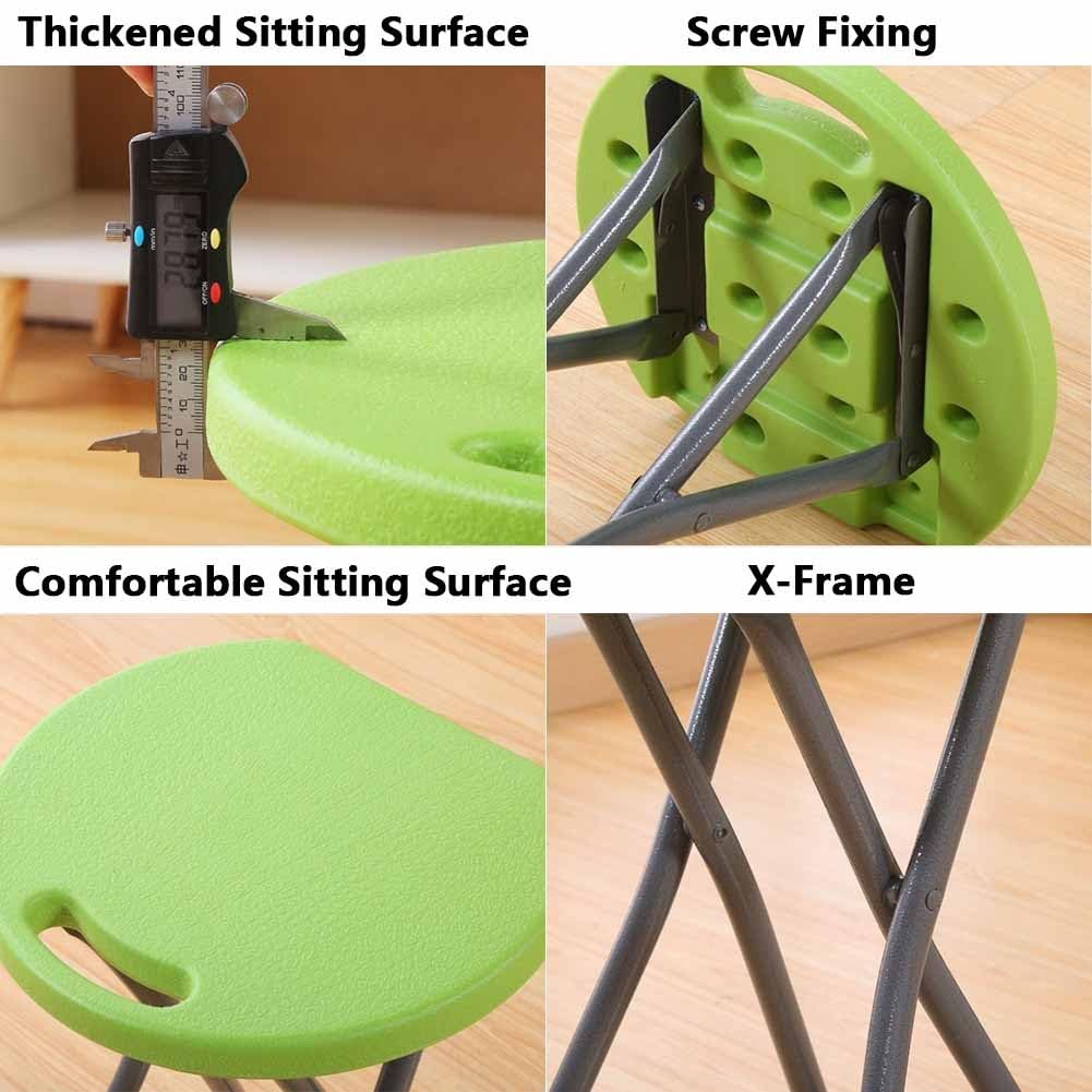 Folding Stool with Handle, 18 Inch Portable Chair, 220 lb Capacity, Black M181