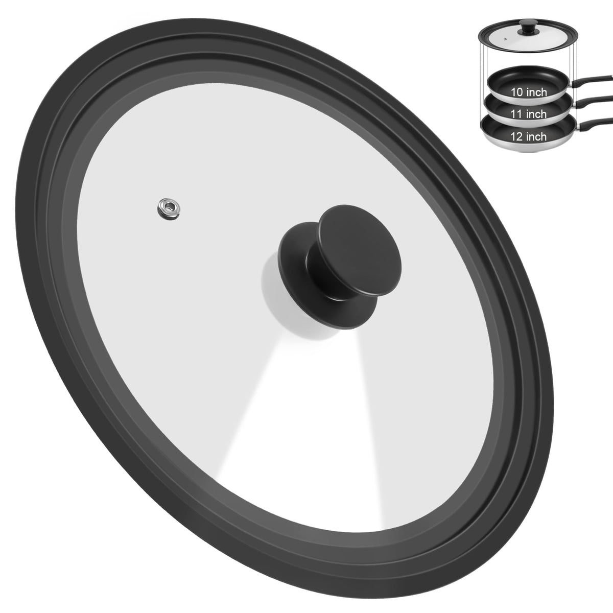 Tempered Glass Universal Lid with Silicone Rim for 10" 11" 12" Cookware E156871