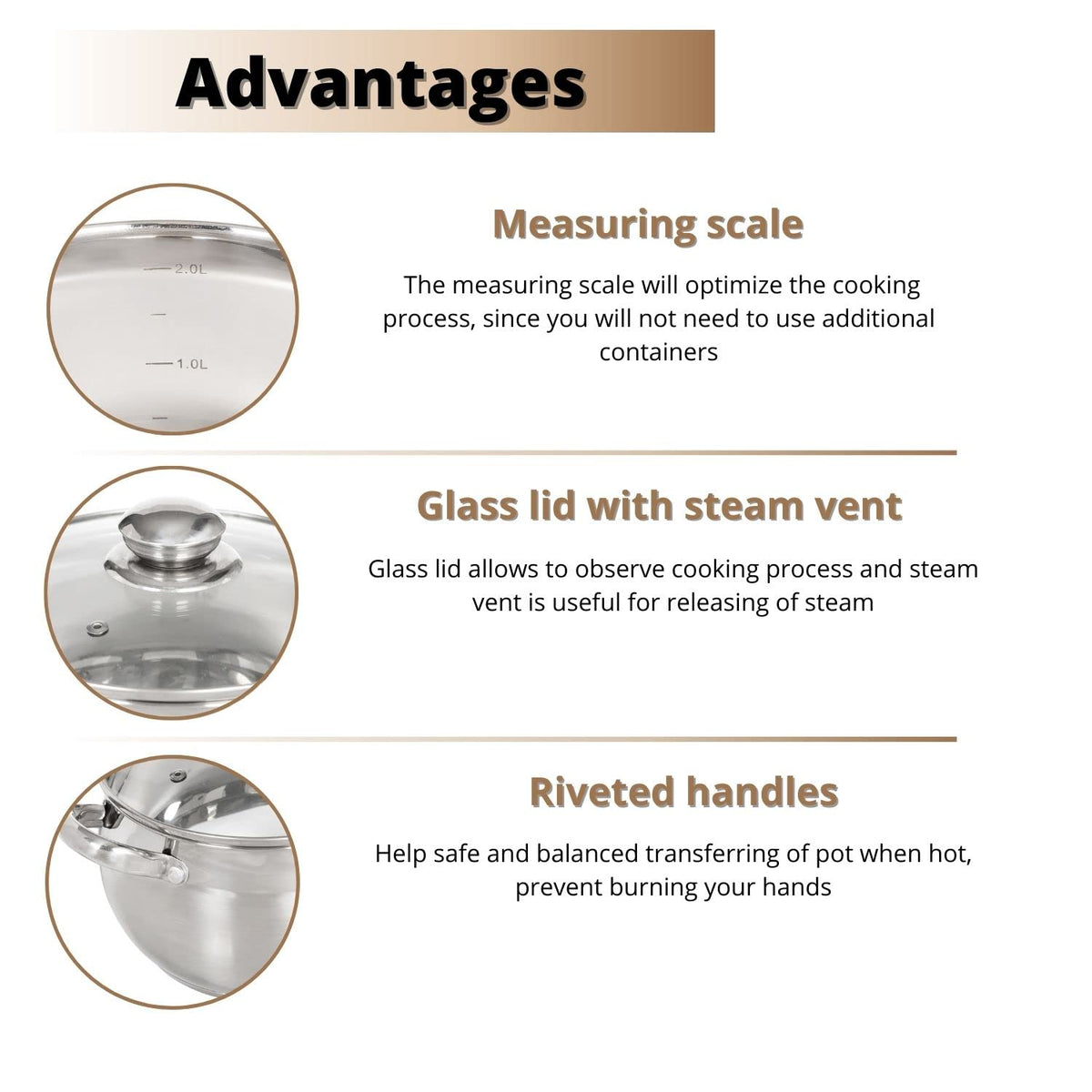 6.5 Quart Stainless Steel Stock Pot with Glass Lid G22125