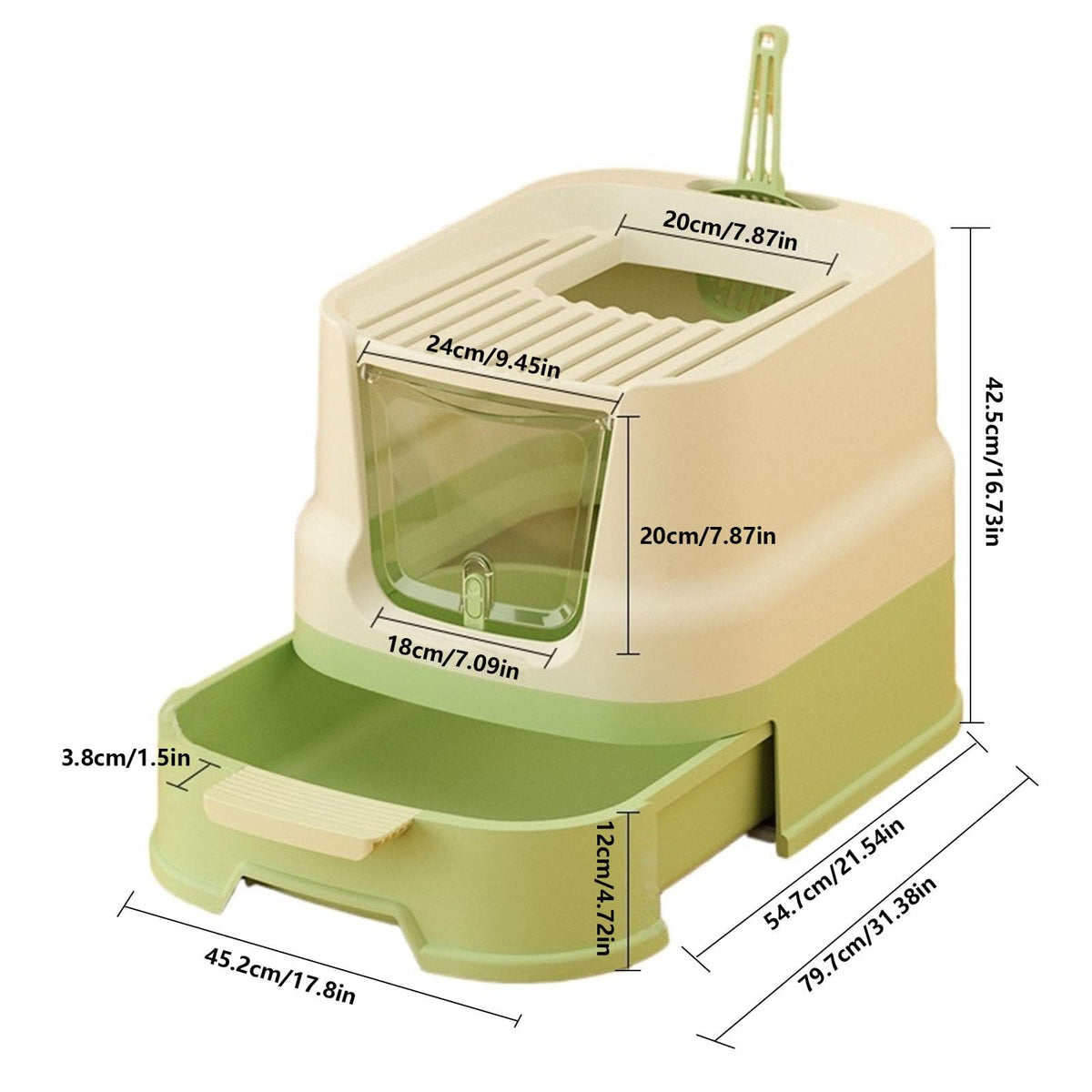 Large Top Entry Cat Litter Box with Lid and Scoop N282488