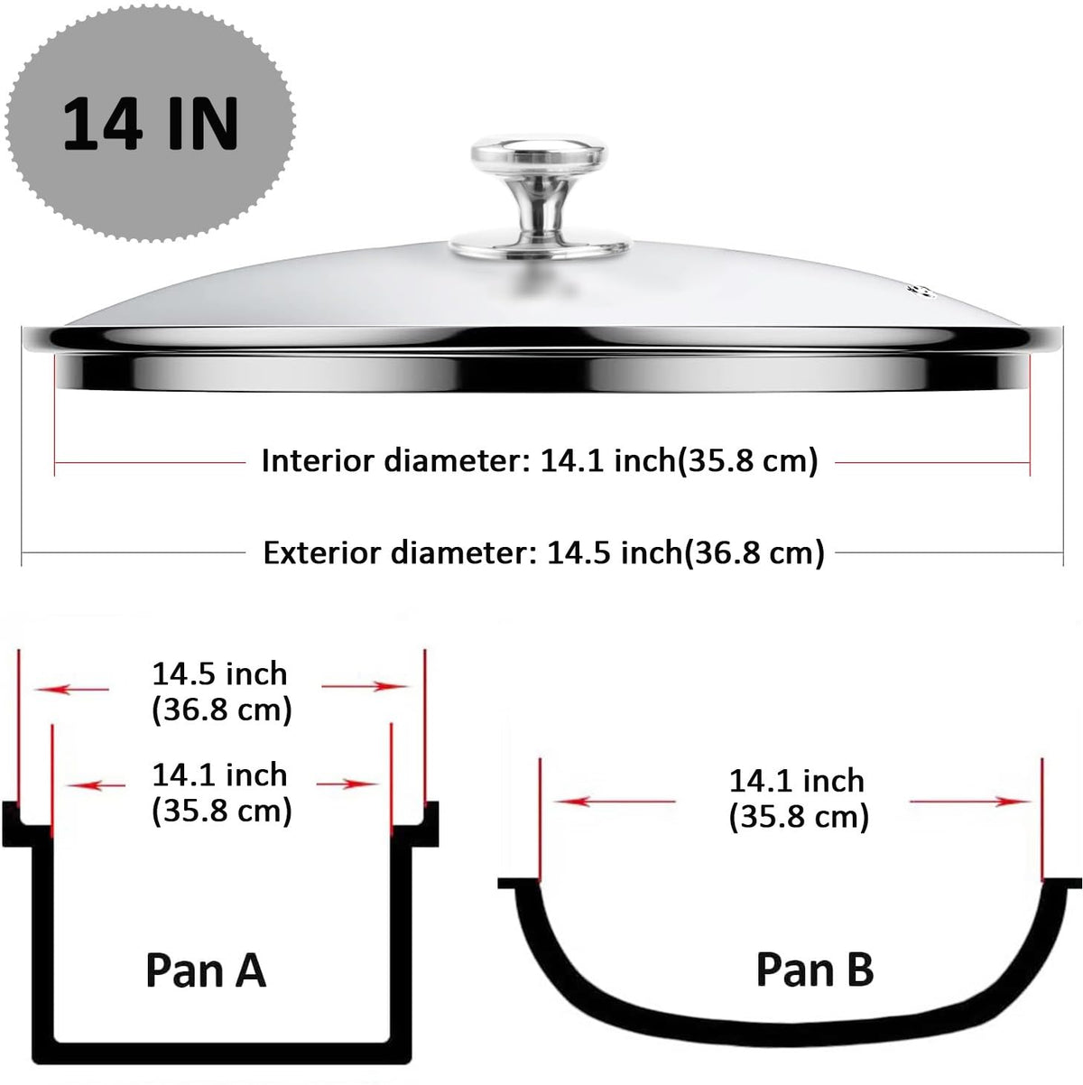 14 Inch Glass Lid with Steam Vent I791