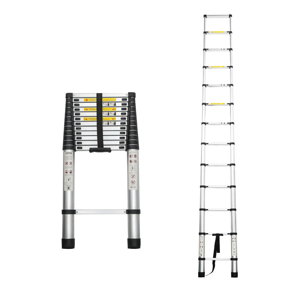 12.5FT Aluminum Telescoping Ladder 300 lbs C391