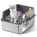 Stainless Steel High Sided Litter Box with Scoop O724479