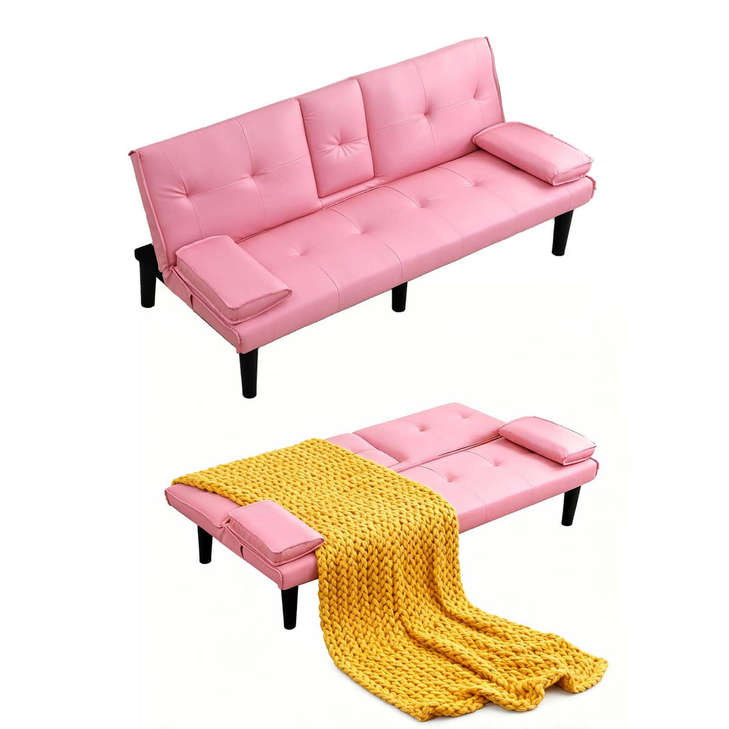 67" Convertible Futon Sofa Bed with 2 Cup Holders K5698