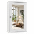 White Mirrored Medicine Cabinet with Single Door and 2 Adjustable Shelves W722