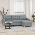 Light Gray 3-Seater Fabric Sofa with Footstool D793