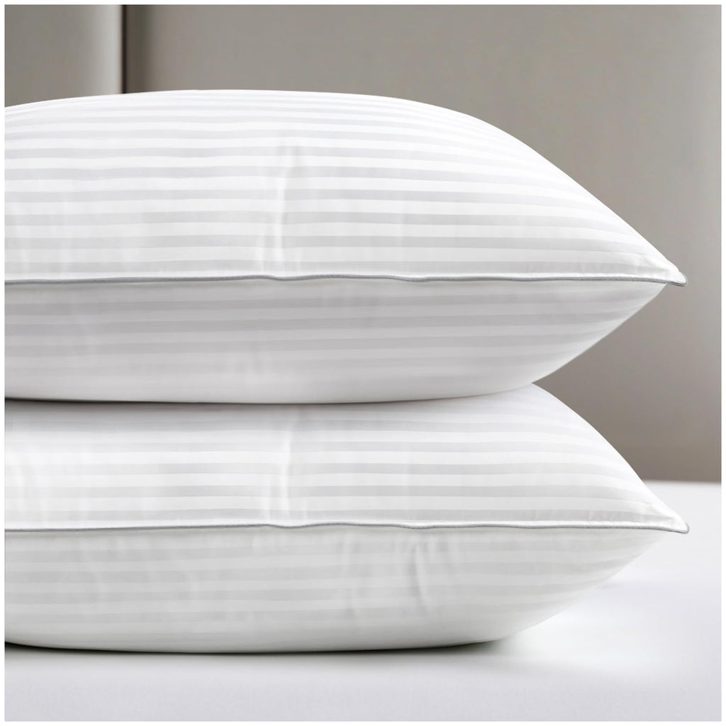 King Size Set of 2 Striped White Pillows N834
