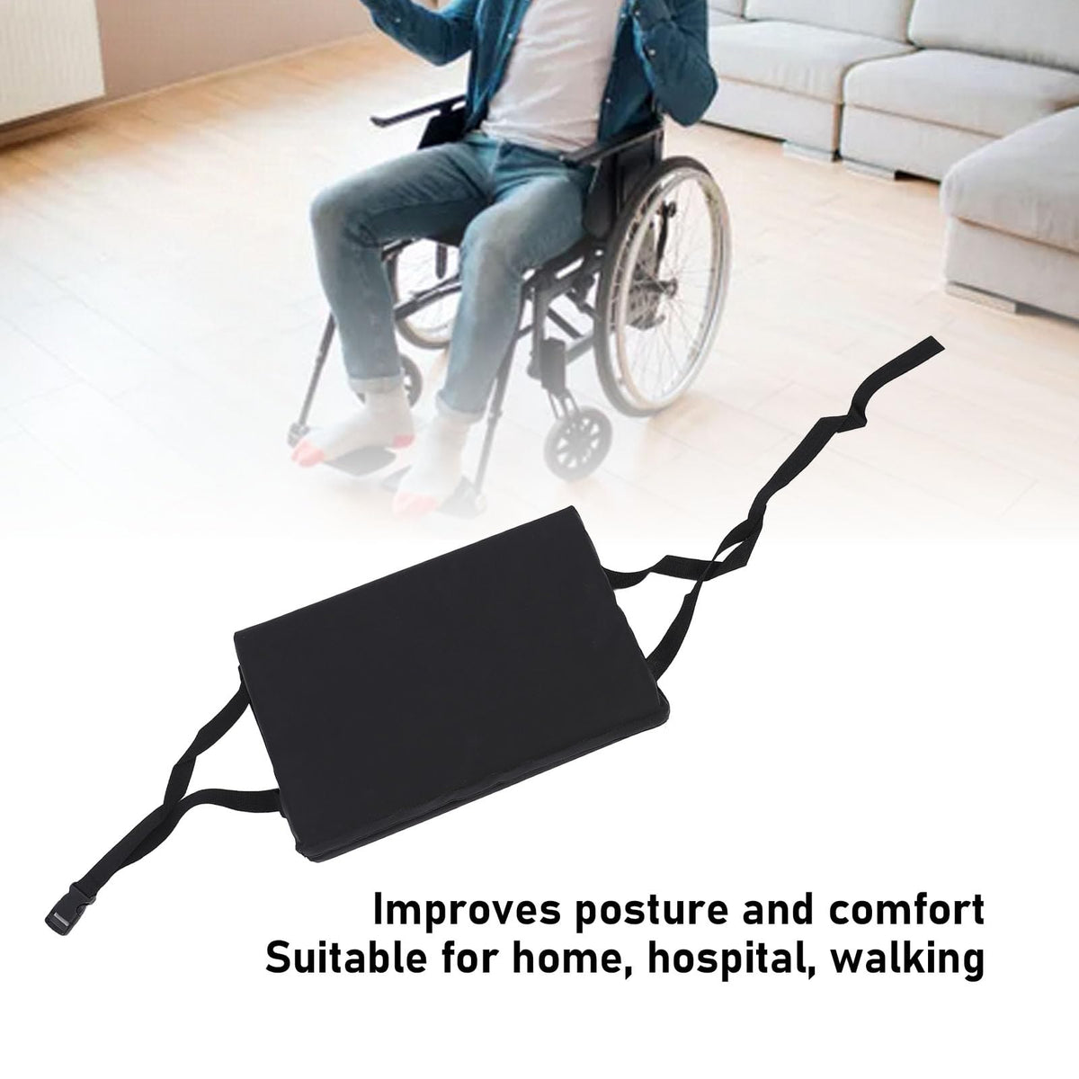 Padded Wheelchair Foot Rest Extender, 16 x 20 x 1in Black Q77892