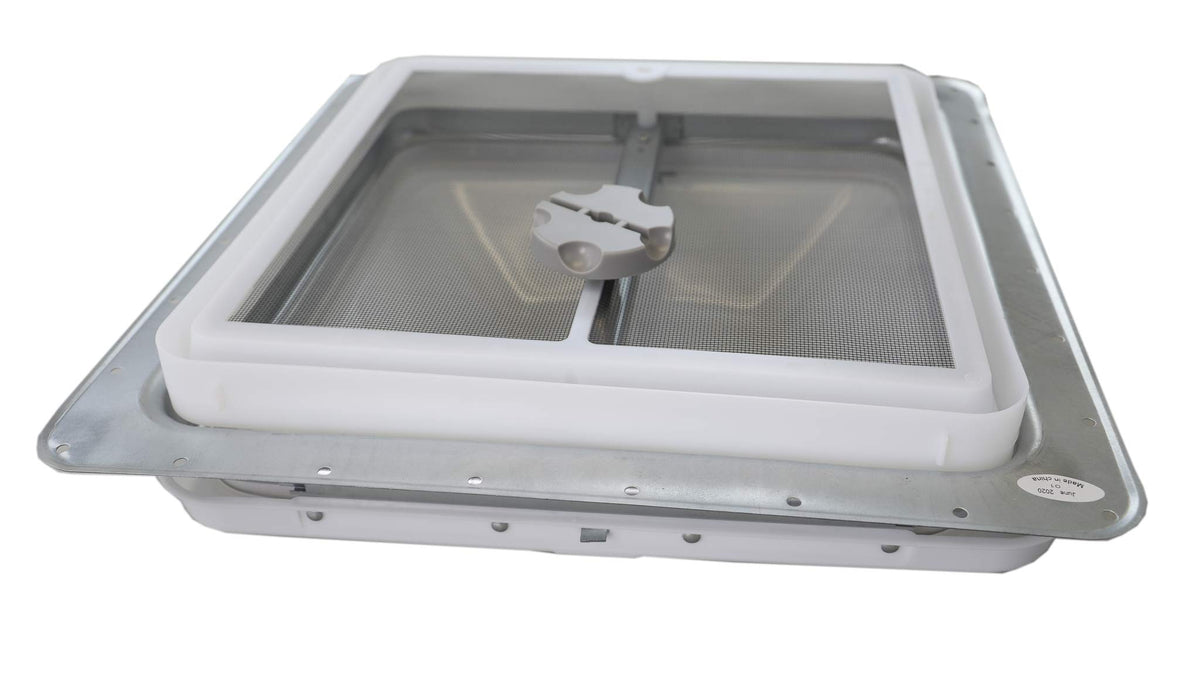 White Manual Crank RV Roof Vent with Screen F88500