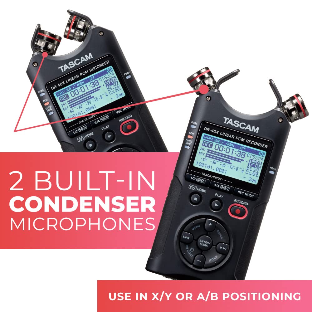 4-Track Portable Handheld Field Recorder with 2 XLR/TRS Inputs W4224