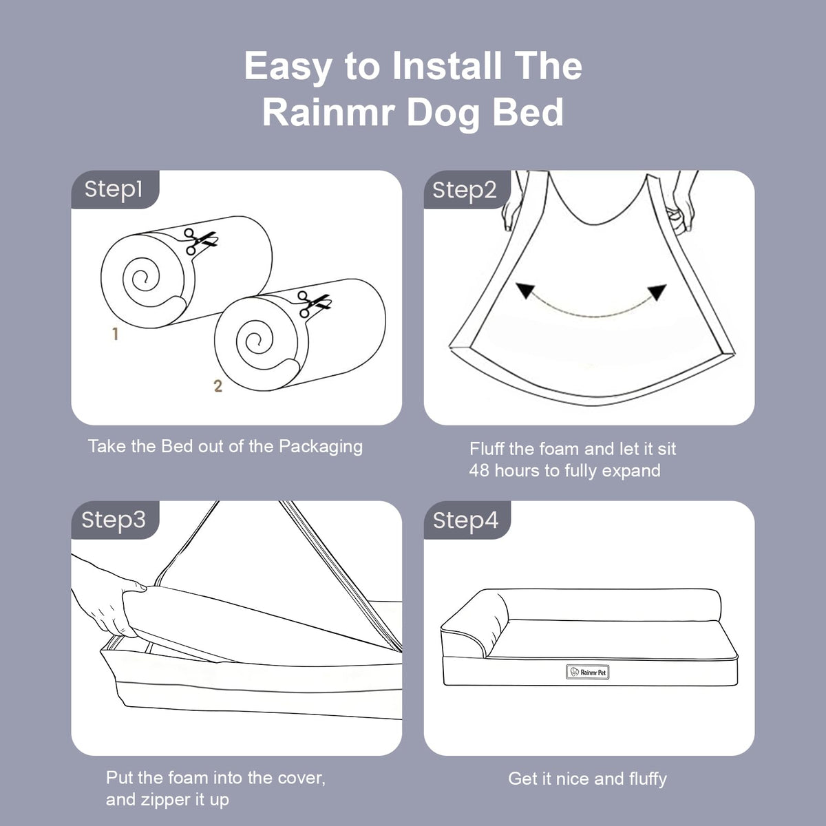 Memory Foam Orthopedic Dog Bed with Removable Waterproof Cover, 35x23 Inches, Light Grey E447