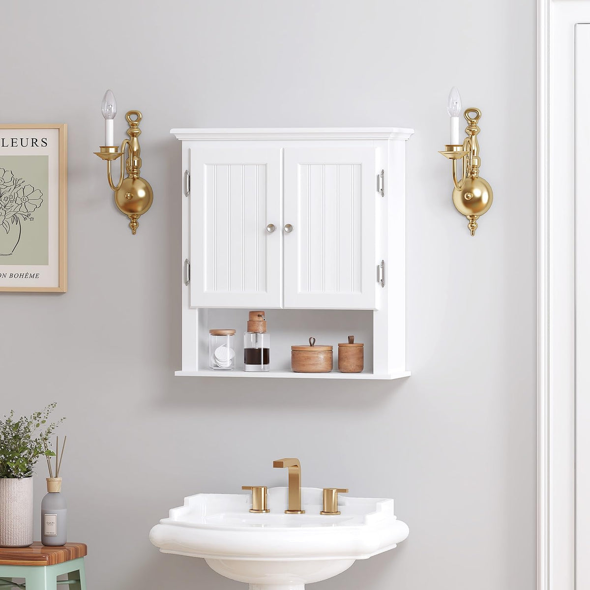 White Wall-Mounted Bathroom Cabinet L92613