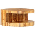 Solid Sheesham Wood Round Coffee Table with Storage Shelf G8422
