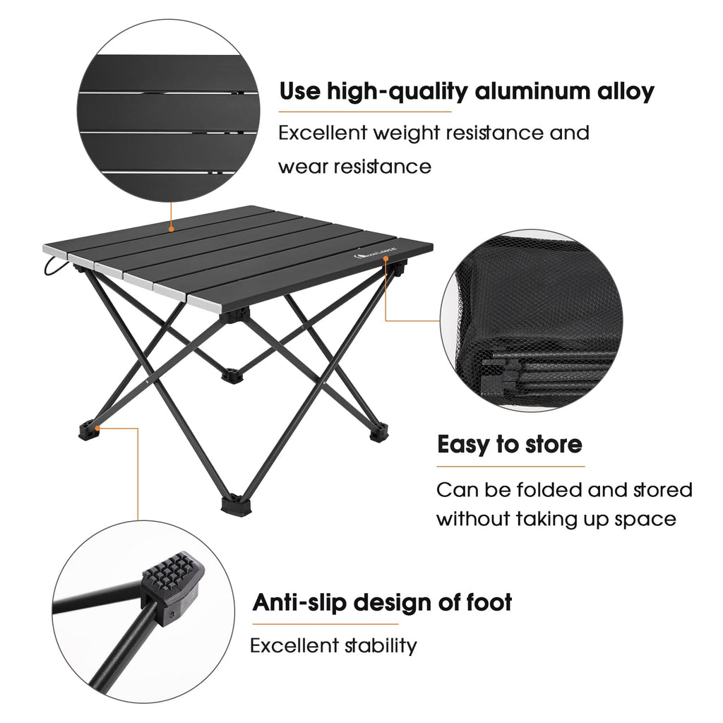 Ultralight Folding Camping Table with Carry Bag Black D216