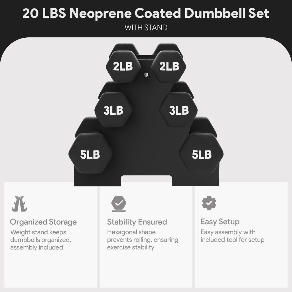 Neoprene Dumbbell Set with Rack W7667