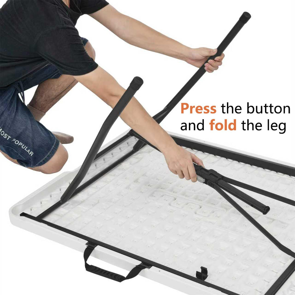 Heavy Duty Portable Folding Table, 6 ft, White U38087