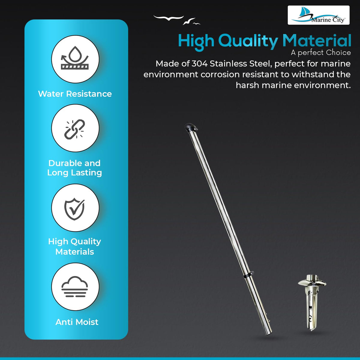 32-Inch Flag Stanchion Pole Kit 304 Stainless Steel R492411