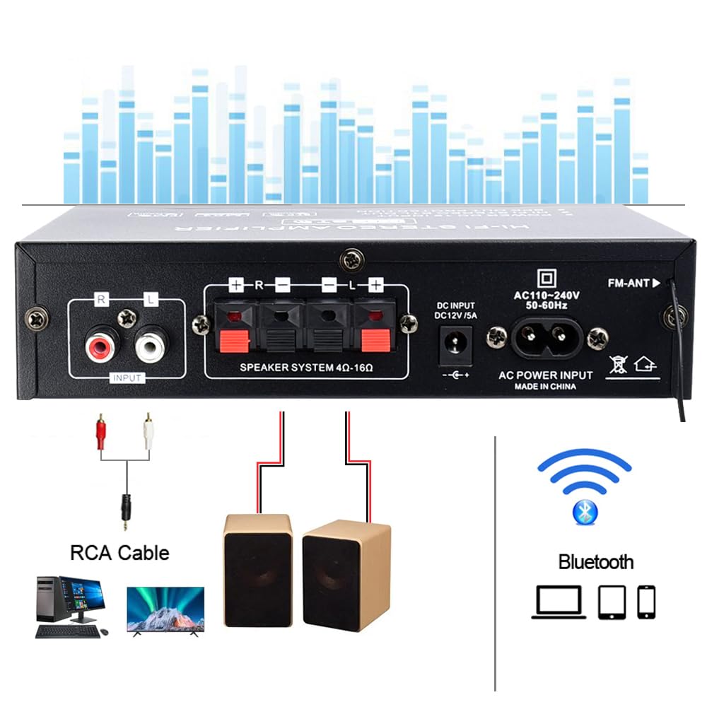 Bluetooth 5.0 200W 2.0 Channel Mini Stereo Amplifier K254089