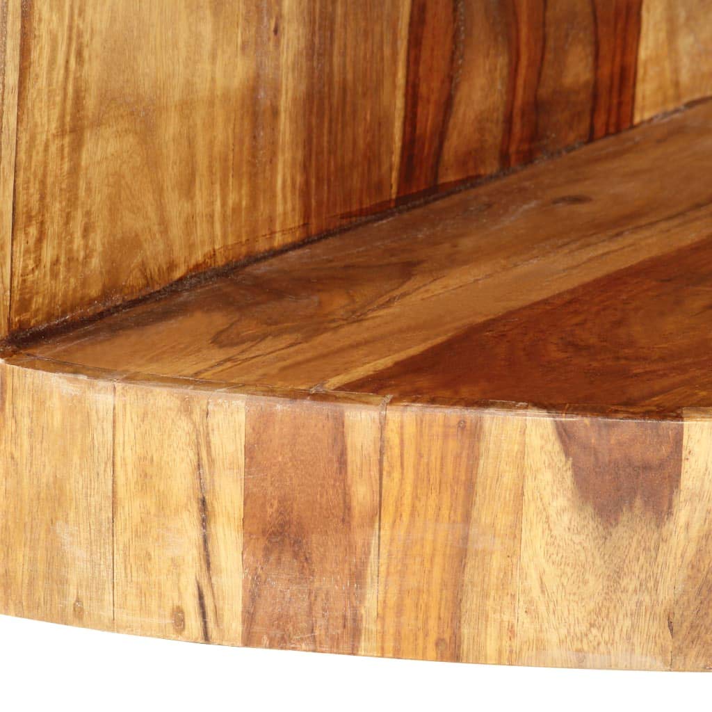 Solid Sheesham Wood Round Coffee Table with Storage Shelf G8422