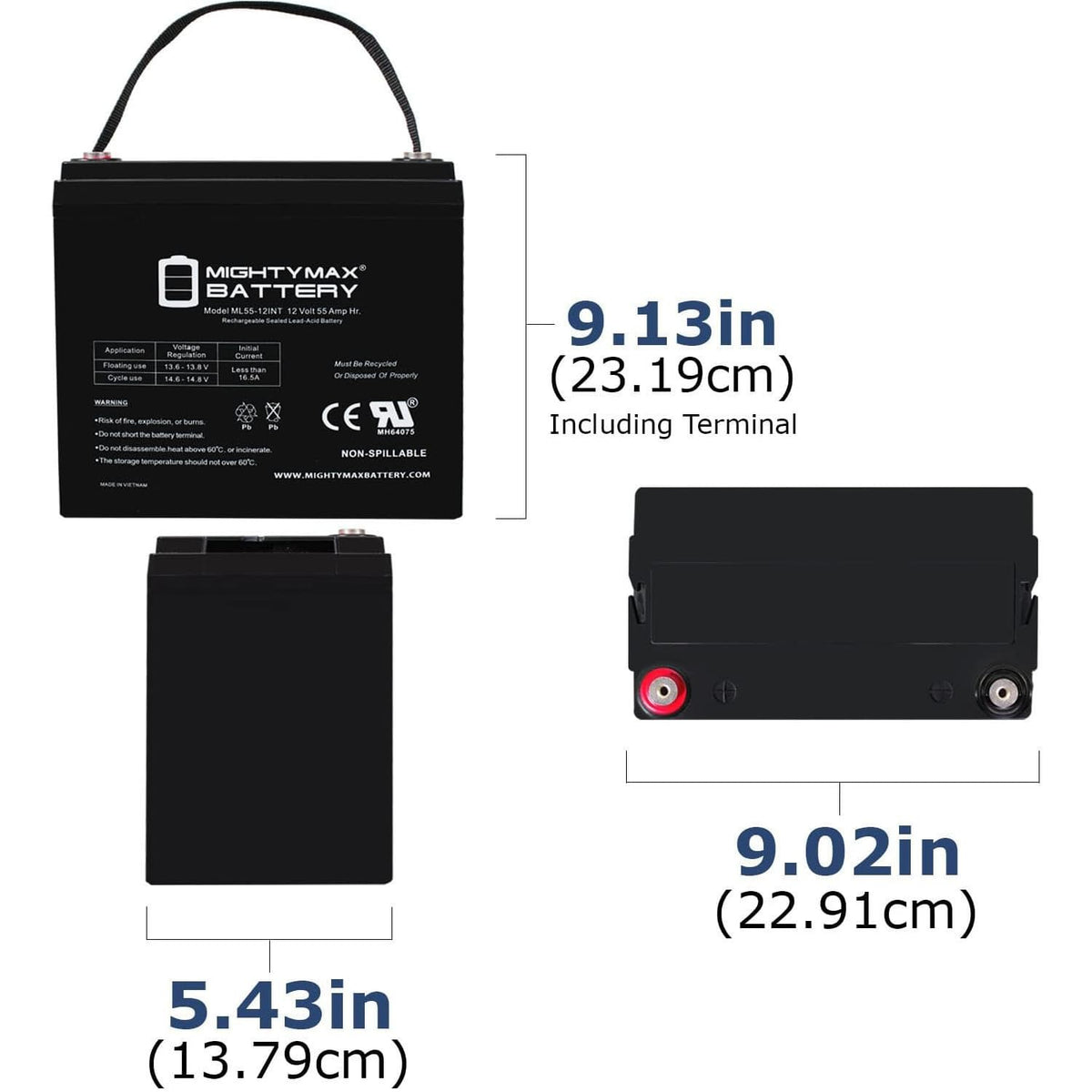 12V 55AH AGM Car and Truck Battery U2369