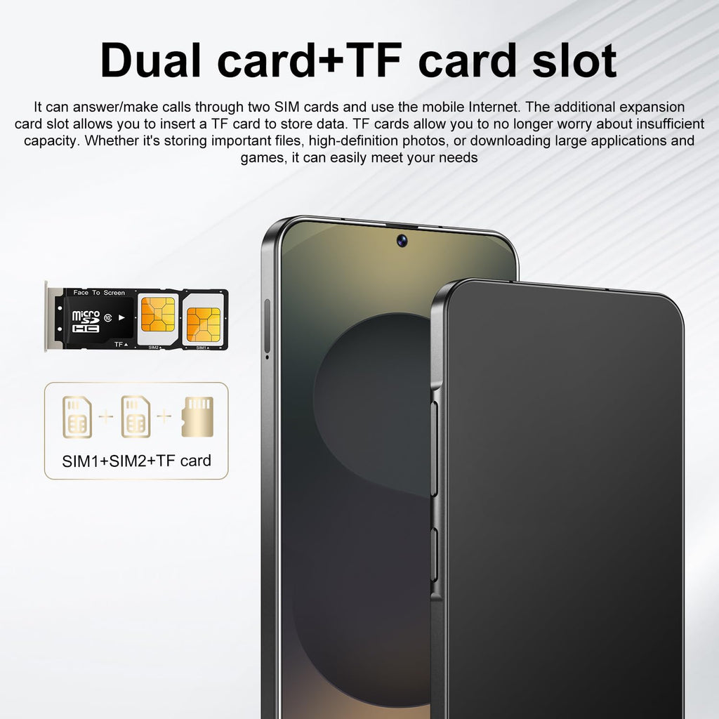 Unlocked 5G Smartphone Android 15 12GB+512GB 7" HD Screen 6800mAh Dual SIM Black X576