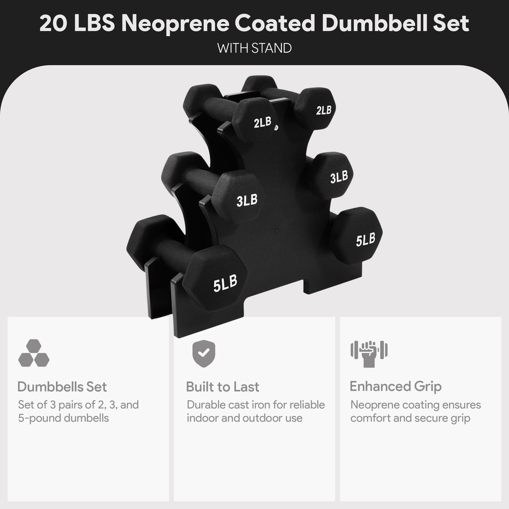 Neoprene Dumbbell Set with Rack W7667