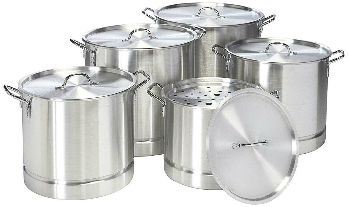 10 Pcs Aluminum Stock Pot Set With Steamer F44384