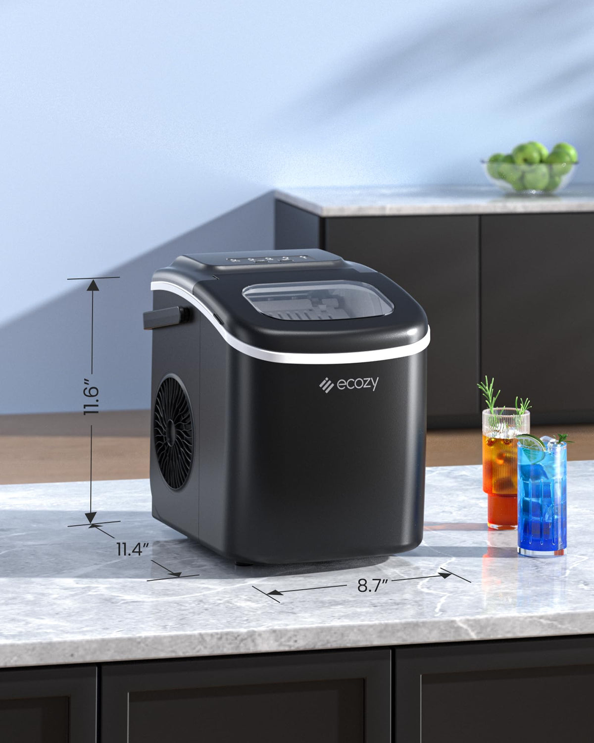 Countertop Ice Maker with Carry Handle, 26lbs/24Hrs Y3056
