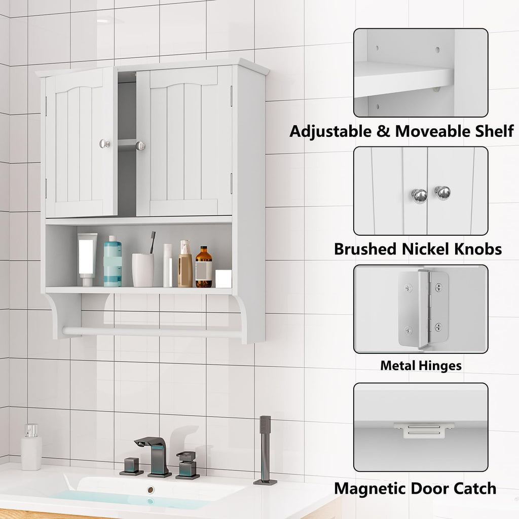 Wall Mount Bathroom Cabinet with 2 Doors and Open Shelf A71976