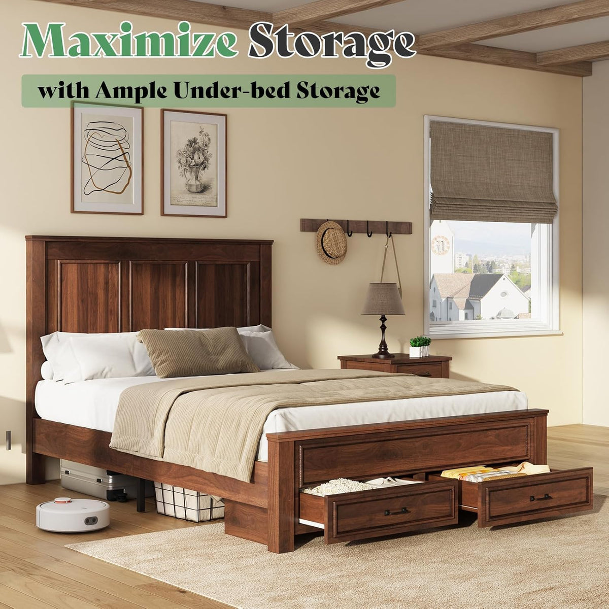 52.2" Full Size Farmhouse Bed Frame with Headboard Y542393