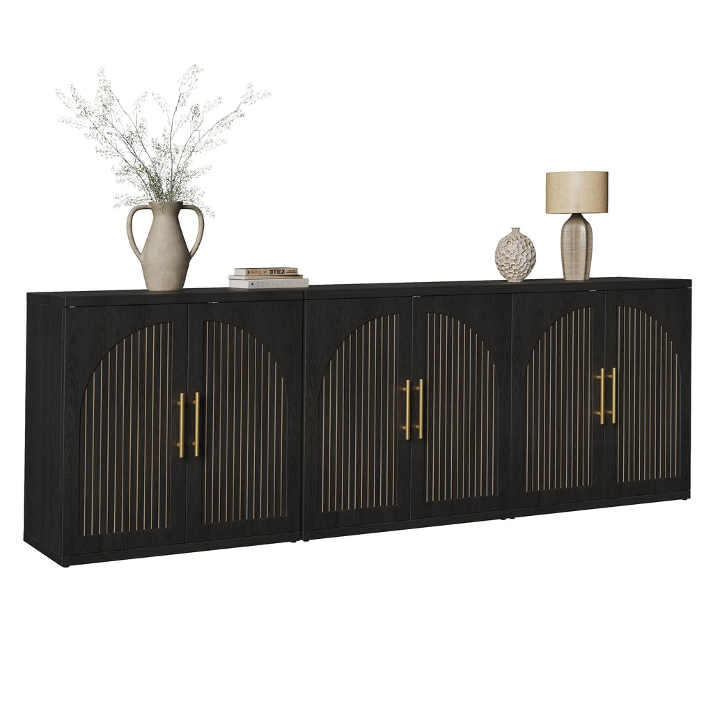 63" Black Wood Buffet Cabinet with Storage V36049
