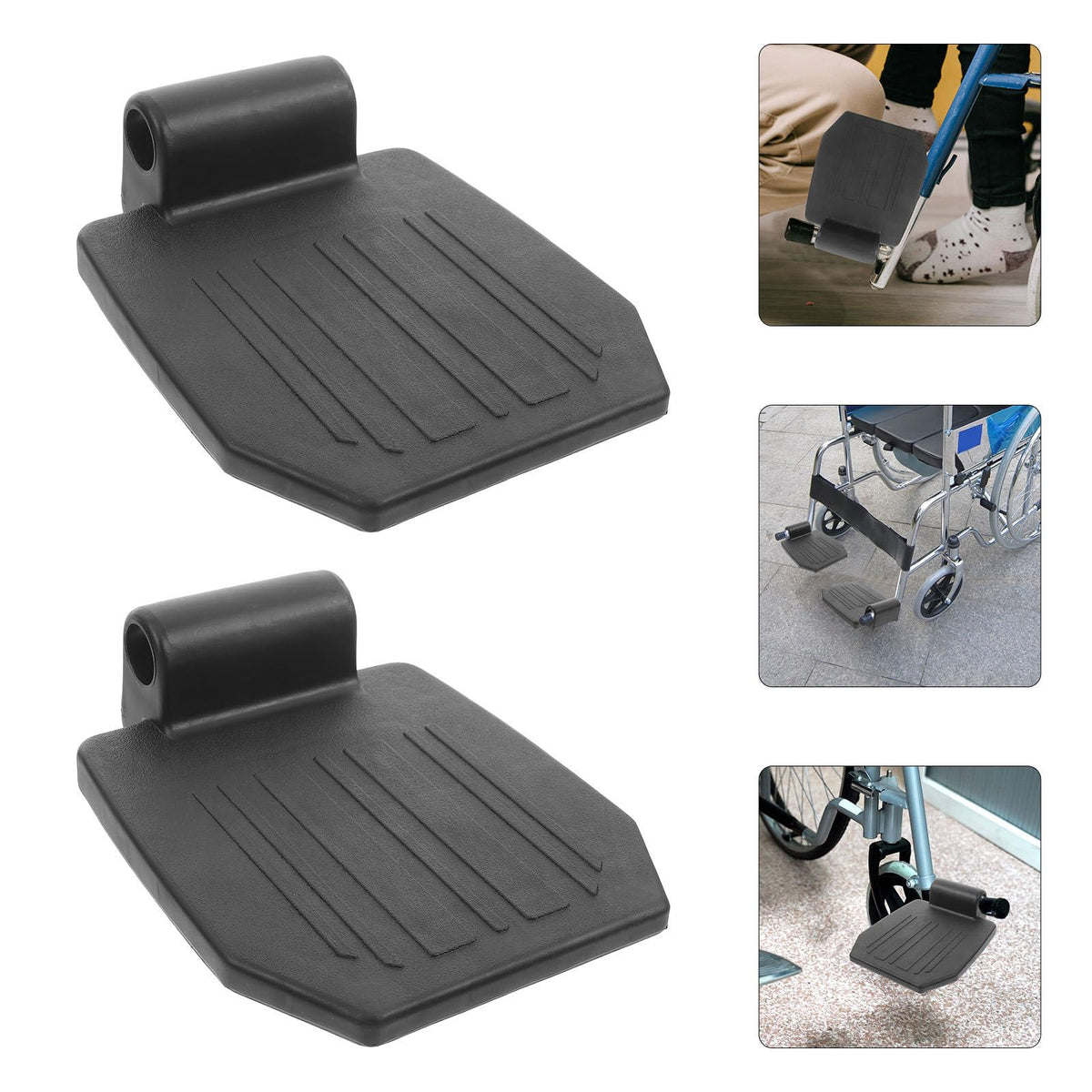 2pcs Heavy Duty Wheelchair Footrest Pedal Replacement Footplates with Leg Pads Y18533