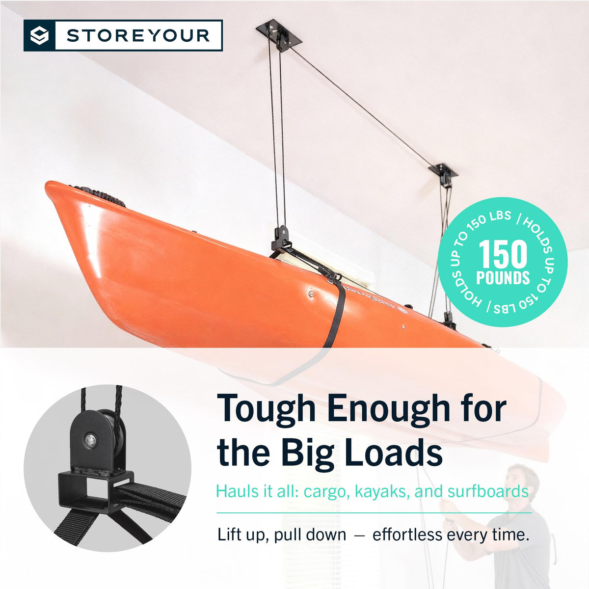 Kayak and Canoe Ceiling Hoist Storage Rack Y73369