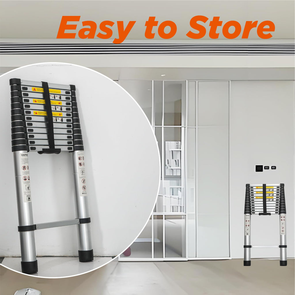 12.5FT Aluminum Telescoping Ladder 300 lbs C391