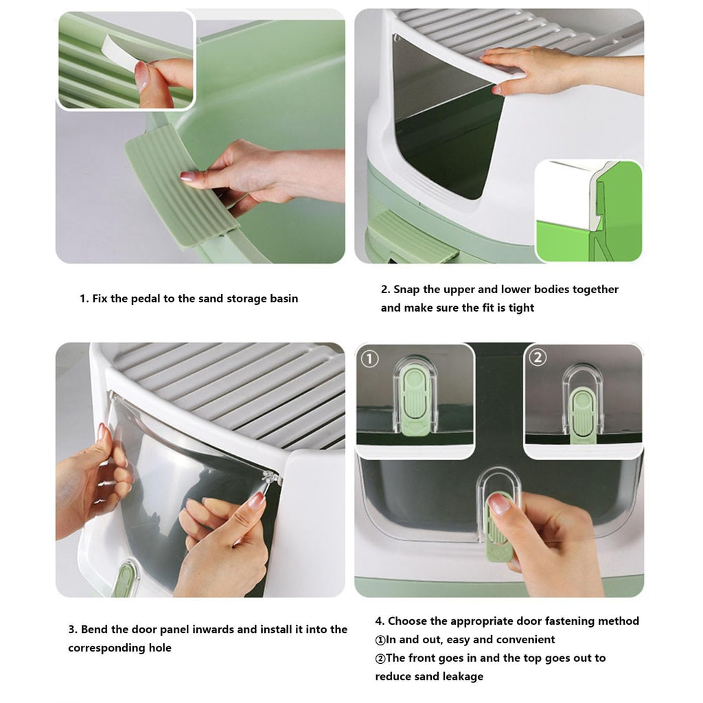 Large Top Entry Cat Litter Box with Lid and Scoop N282488