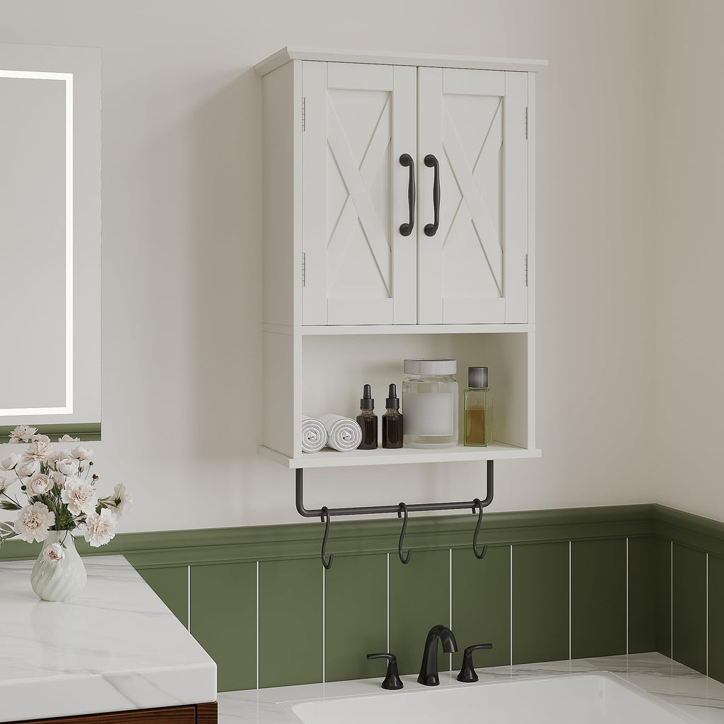 Small Medicine Cabinet with Towel Bar and 3 Hooks B4713
