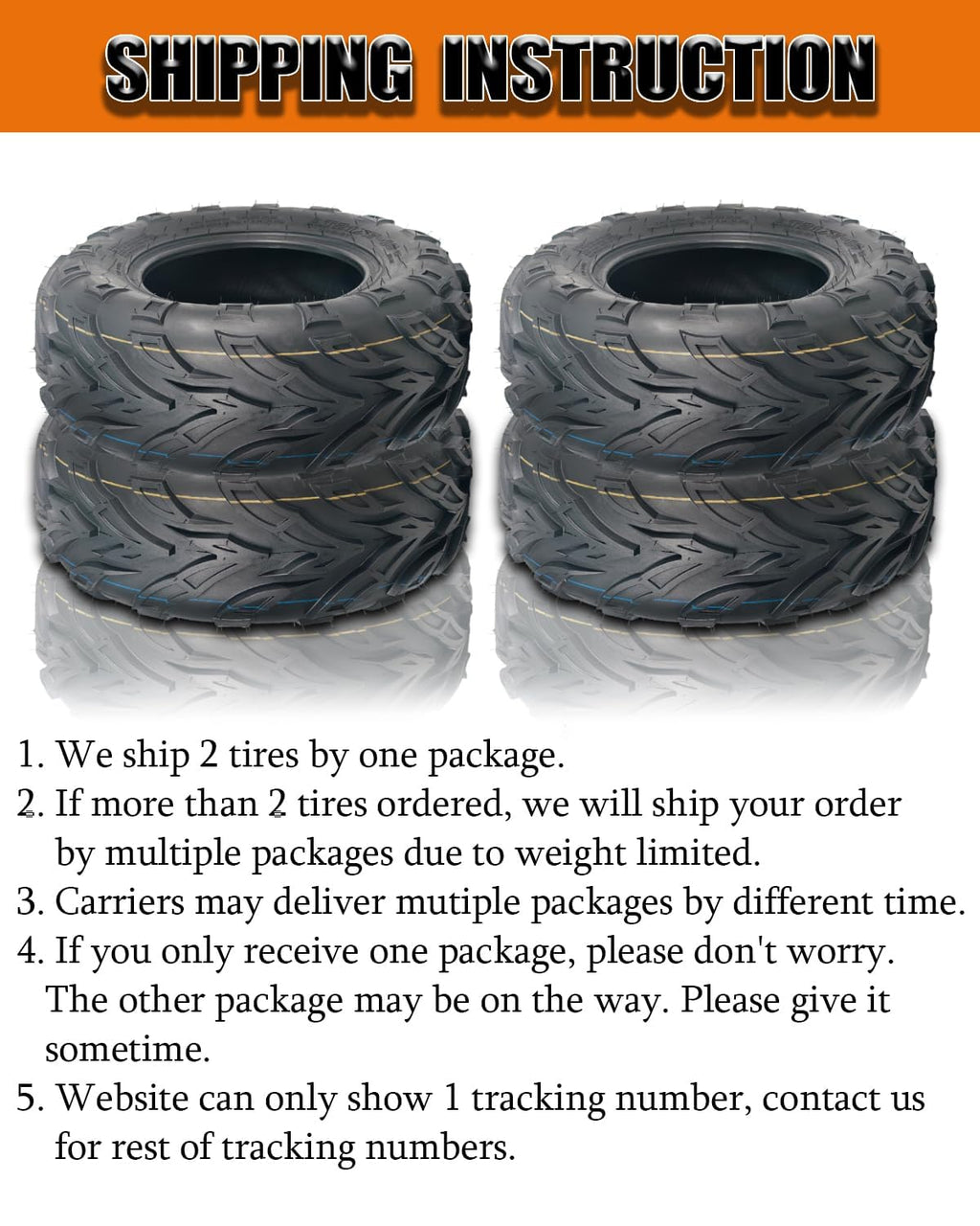2 Pack 19x7-8 ATV Tires 4PR Tubeless All Terrain Q5485