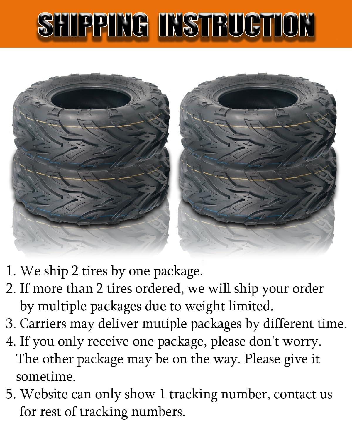 2 Pack 19x7-8 ATV Tires 4PR Tubeless All Terrain Q5485