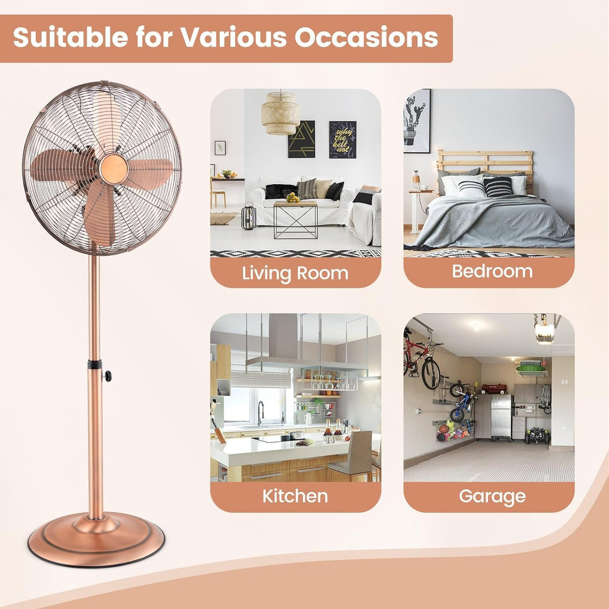 16'' Oscillating Pedestal Fan with 3 Speed H445