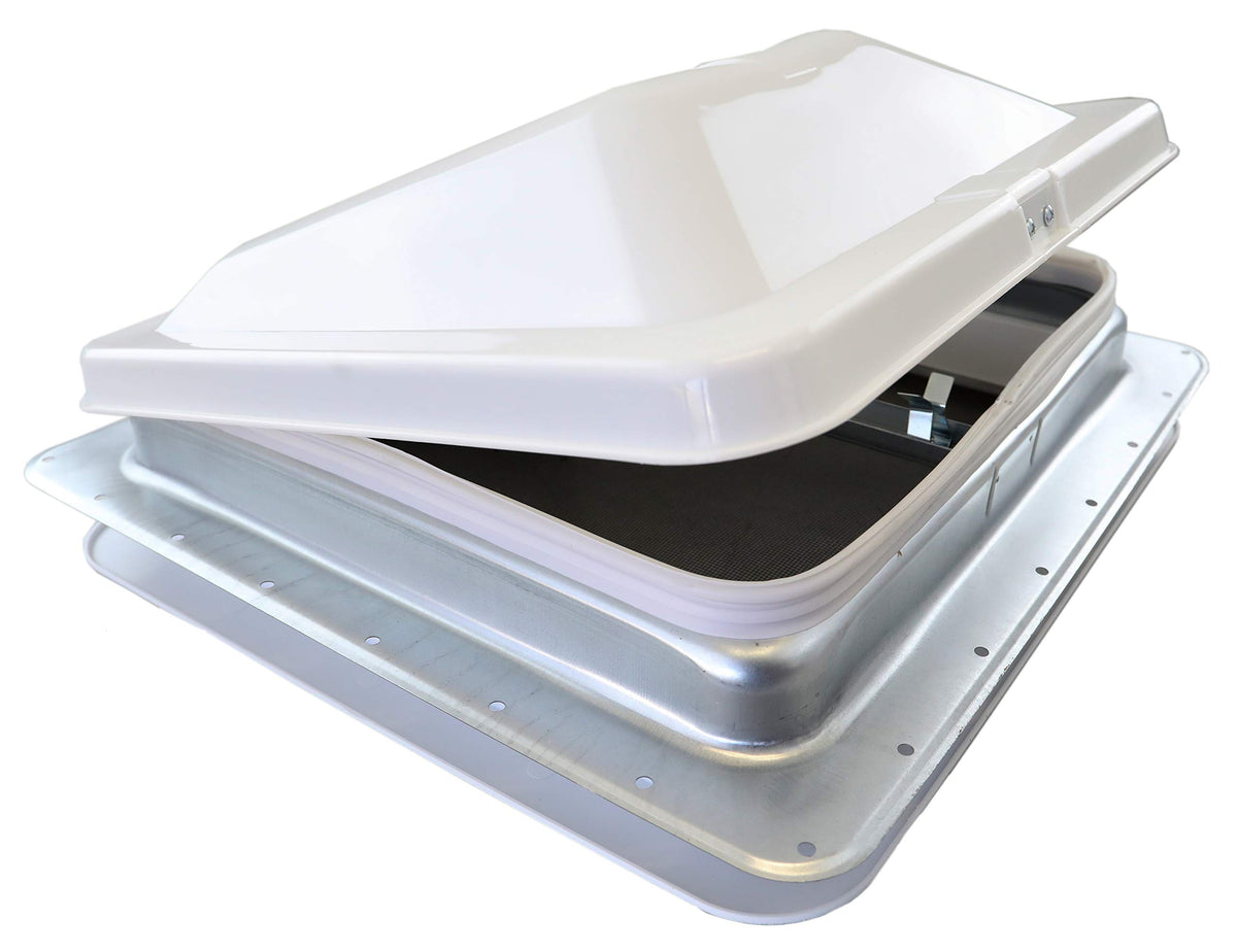 White Manual Crank RV Roof Vent with Screen F88500