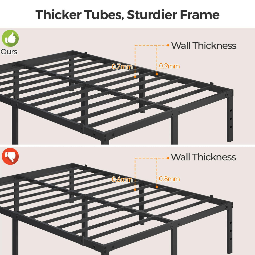 14 Inch Queen Size Black Metal Platform Bed Frame E687