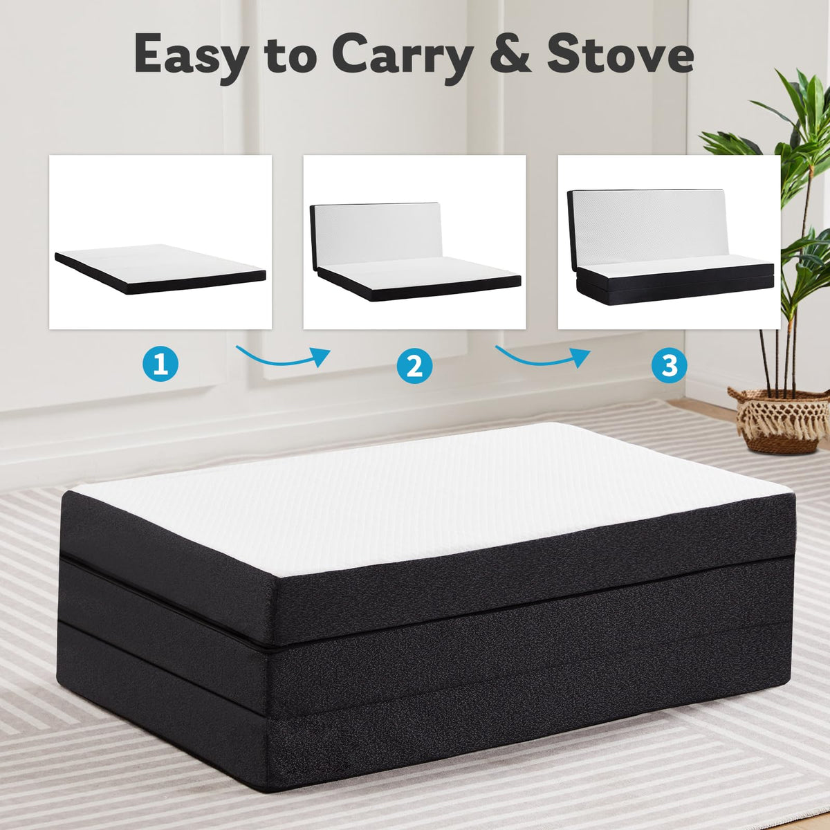 Twin Memory Foam 3 inch Folding Topper with Washable Cover V436